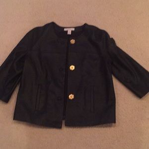 Chico’s Black Leather Jacket 3/4 sleeves